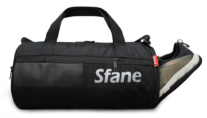 Sfane Gym Bags for Men with Separate Shoe Compartment Sports Gym Bags for Women Unisex Duffle Bags for Gym for Carry & Travel Adjustable Duffel Bags Sports Bag – Black