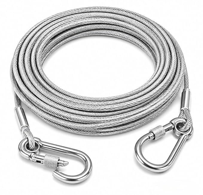 5 Metre Stainless Steel Clothesline Rope with Carabiner Hooks | Heavy-Duty Rust-Resistant Cloth Drying Wire | Strong Hanging Dori for Balcony, Bathroom, Terrace, Indoor & Outdoor Use