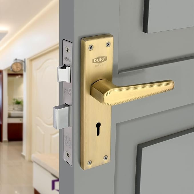 DUKE Mortise Handle Set with Lock |Brass Bolt Body | Premium Handles | MH-1017 BA KY | Antique Brass |Weather-Proof |25-40mm Thickness| Easy Installation