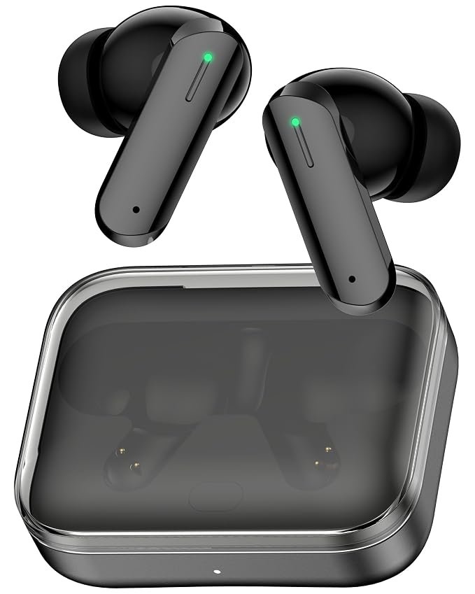 Vaku Luxos® BOOMX Wireless Earbuds Bluetooth 5.4 TWS Headphones 60H Playback Bass Stereo 13mm Drivers Gaming Low Latency HD Calls Touch Control Fast Charging IPX Waterproof- Black