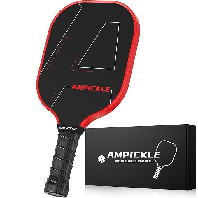 Pickle Ball Paddle,Fiberglass Pickleball Paddle,Frosted Surface Pickleball Rackets, USAPA Standards，Oversized Sweet Spot Pickle Ball Paddle for Indoor Outdoor (A-Line Red)