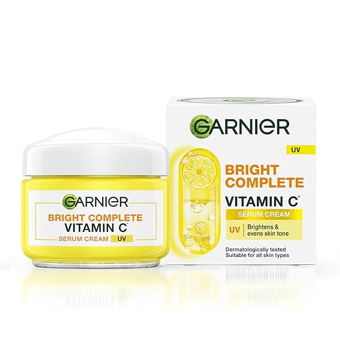 Garnier Skin Naturals Bright Complete Vitamin C Serum UV Cream, Vitamin C Day Cream for Sun Protection and Skin Brightening – Suitable For all Skin Types, 45g