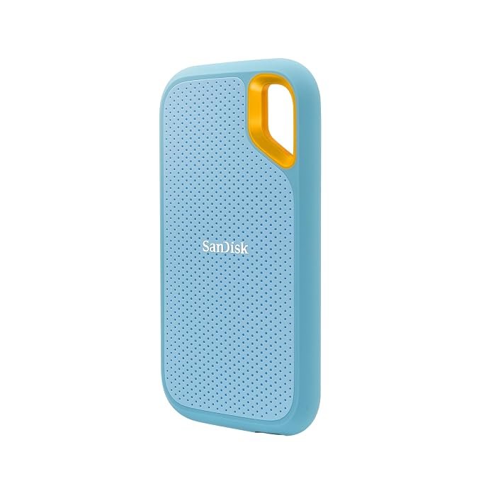 SANDISK Extreme 2TB Portable External SSD, 1050MB/s R, 1000MB/s W, 3m Drop Protection, IP65 Water/dust Resistant, PC,MAC & TypeC Smartphone Compatible, 5Y Warranty, SkyBlue Color