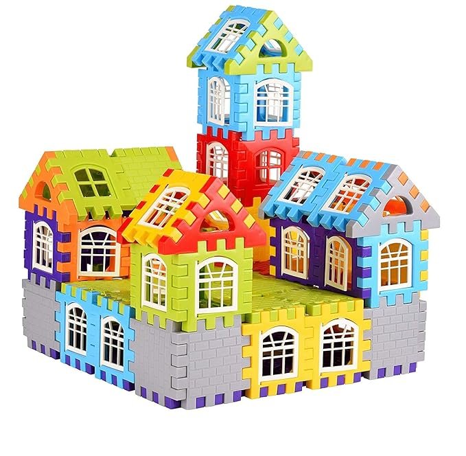 Negi Happy Home Building Blocks Construction Set (65+ Pieces) | Creative DIY House Building Toy | STEM Learning Educational Block Set for Kids, Boys & Girls Ages 3+