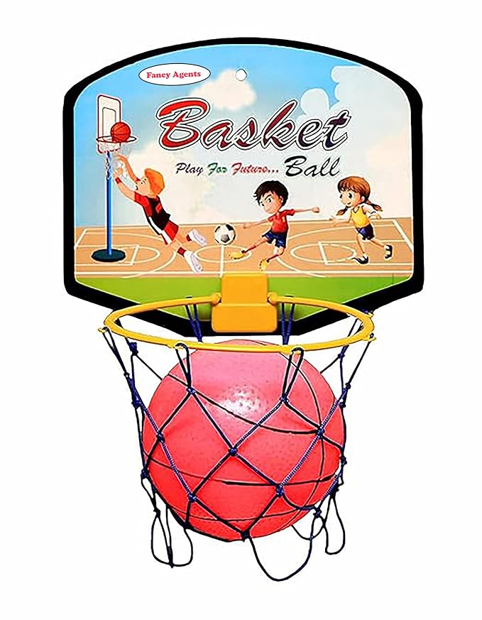 Basket Ball for Kids for Boys/Girls| Premium Basketball|Basketball Portable Set with Hanging Board, Ring Net for Indoor and Outdoor Games| Birthday & Return Gift Set Standard