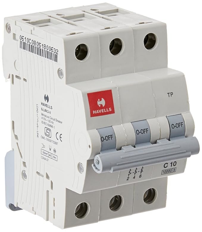 Havells DHMGCTPF010 PVC Plastic 10A MCB TP C Curve (White)