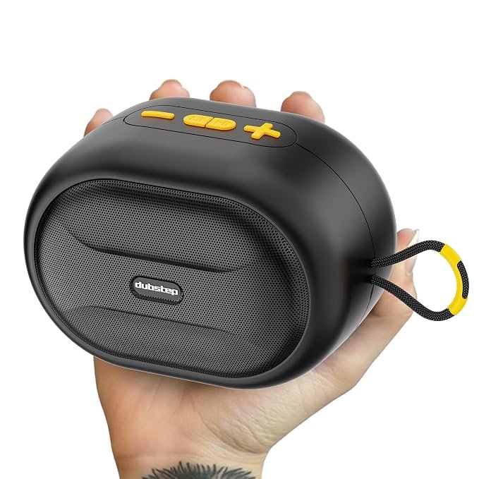 Dubstep Pop 1210 Portable Bluetooth Speaker | 12W Loud Sound, Deep Bass with XBASS, 16 Hrs Playtime, TWS Stereo Pairing, 52mm Driver, Splash-Resistant, Carry Strap (Black)
