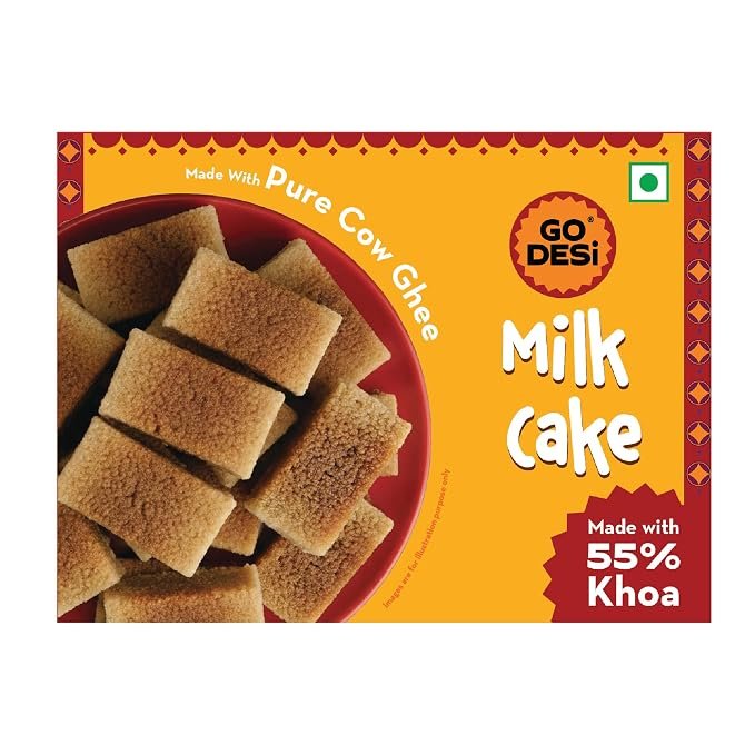 GO DESi – Cow Ghee Milk Cake with 55% Khoa | Doodh Peda | Made with Milk Solids | Indian Mithai | Sweets Gift Pack | 180 grams