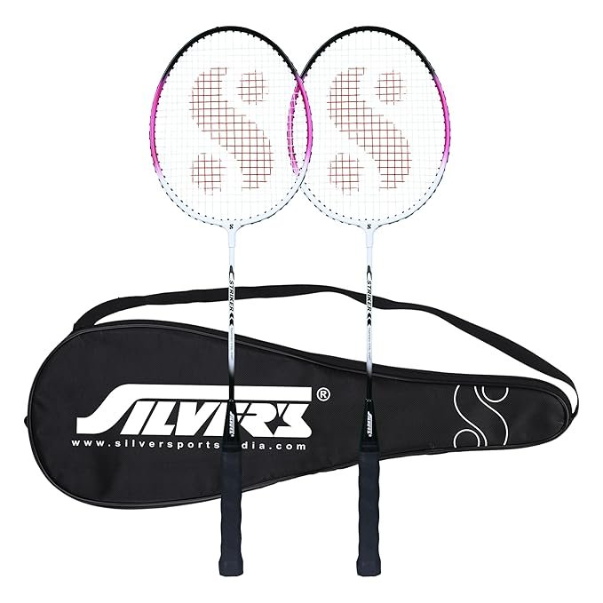 Silver’s Aluminium Stricker Badminton Kit (2 Racquets with Full Cover)(Pink/Black)