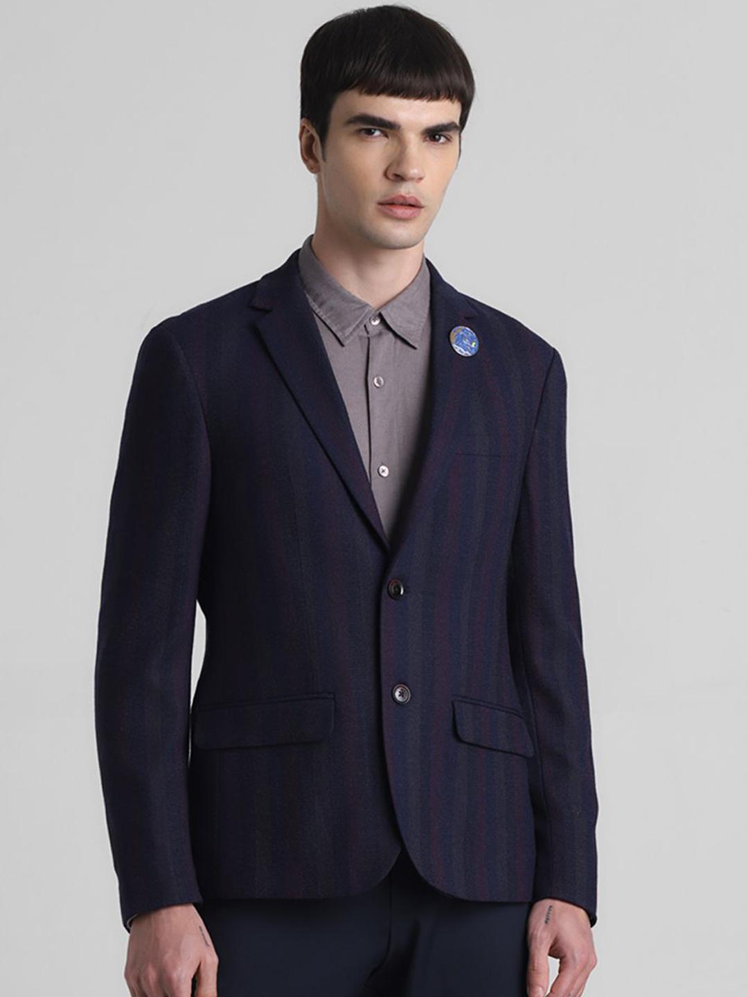 Jack & Jones Men Striped Slim-Fit Blazers