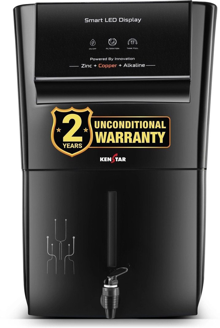Kenstar Black Pureza. 8 L RO + UV + UF + Copper + Alkaline + Minerals Water Purifier (Black)