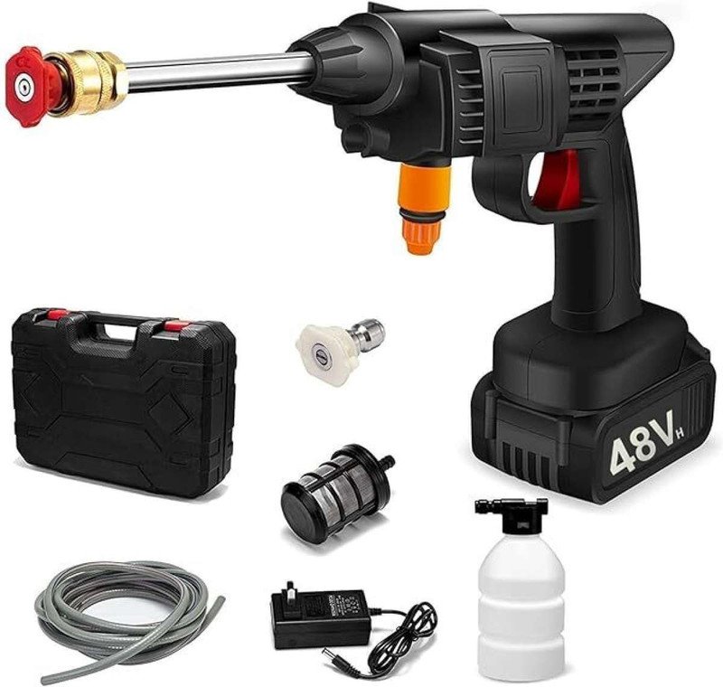 PRIHAL ART High Pressure Car Washer Pump,48V Portable Rechargeable Cordless Water Spray Gun Pressure Washer