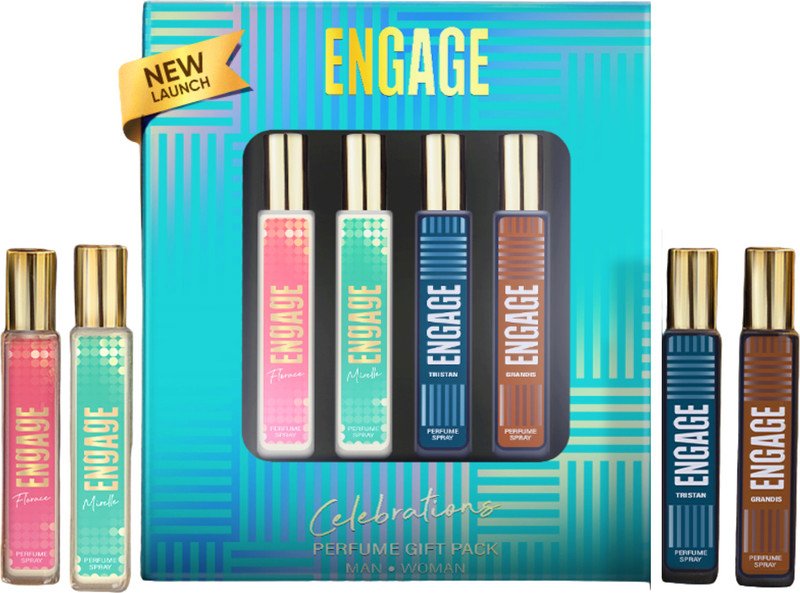 Engage Celebrations Perfume Gift Pack for Men & Women 25ml x4, Long Lasting, Gift Set Perfume – 100 ml