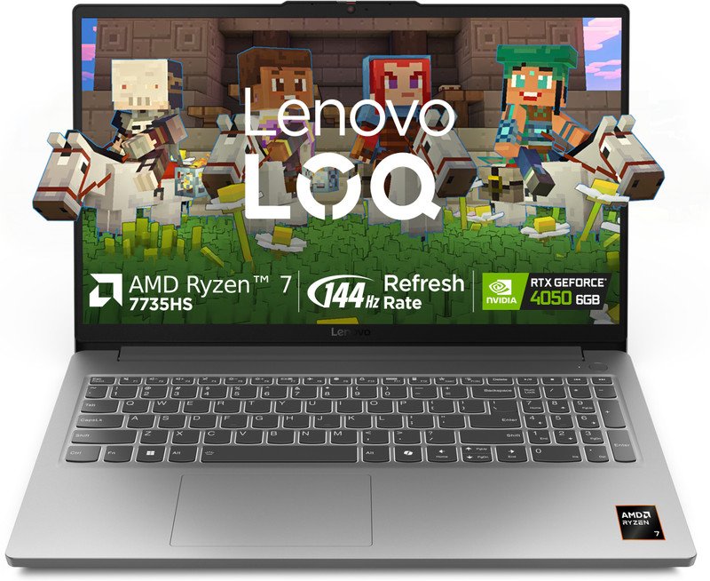 Lenovo LOQ Essential AMD Ryzen 7 Octa Core 7735HS – (16 GB/512 GB SSD/Windows 11 Home/6 GB Graphics/NVIDIA GeForce RTX 4050) LOQ 15ARP10E Gaming Laptop