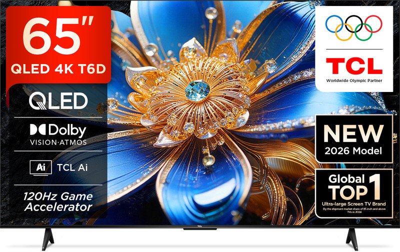 TCL T6D 163.83 cm (65 inch) QLED Ultra HD (4K) Smart Google TV 2026 Edition
