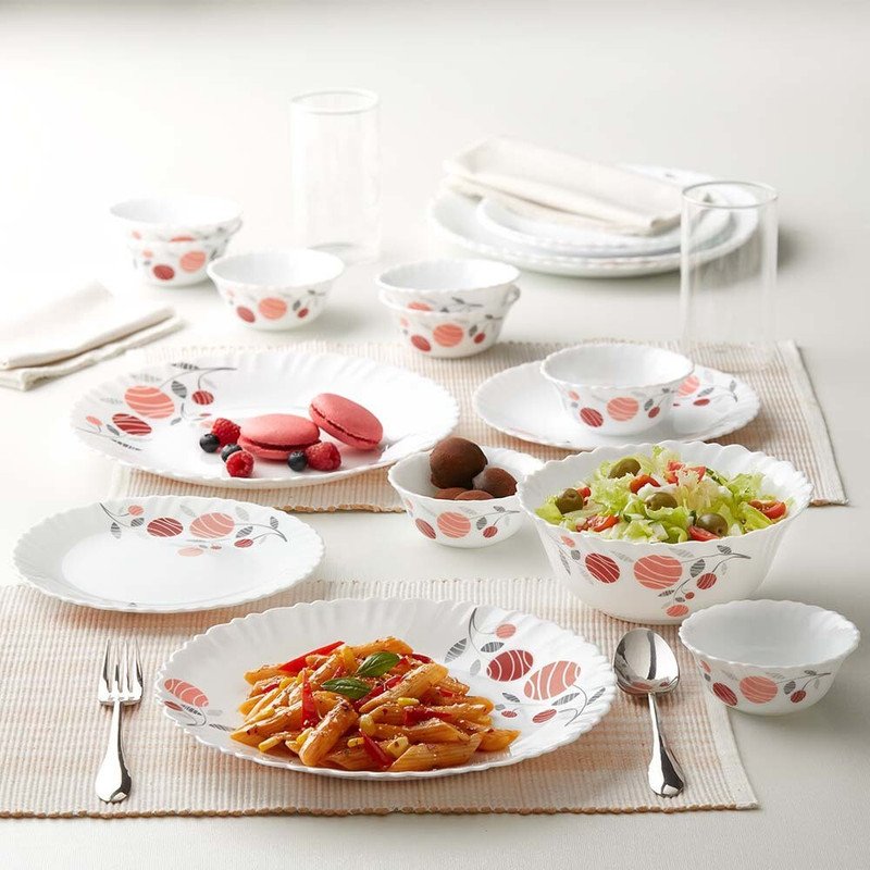 Larah by Borosil Pack of 13 Opalware Dahlia Dinner Set
