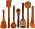 Green Wood Stylish Wooden 7 Pcs Cooking Spoon, Kitchen Tool Set – Serving Spoon, Table Spoon, Salad Spoon, Measuring Spoon | Medium, Non-Chemical, Eco-Friendly (Brown1)