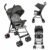 OBABY Stroller with Reclining Seat, Adjustable Canopy, Safety Harness, Smooth Wheels, Compact Folding Design (Foldable-Grey)