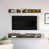 Furniture Cafe Wood Wall Mount TV Entertainment Unit with Shelf for Show Pieces Books Living Room Bed Room