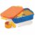 ATTRO TicTac Plastic Lunch Box – 3 Compartment Bento Tiffin, Leak-Proof & Durable, Ideal for Kids, School, Picnic– 1200ml+80ml, Orange Blue