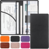Car Registration and Insurance Holder, Premium Leather Registration and Insurance Card Holder,vehicle Glove Box Car Organizer,wallet Accessories Case with Magnetic Shut for Cards, Essential Document, Driver License (Black)