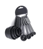 E-COSMOS® Plastic Measuring Spoon and Cup Set, 8-Pieces (Black, Pack of 1), Mix Size (EC-Cup-Black)