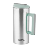Milton Citrine 1600 Stainless Steel Water Jug for Dining Table (1550 ml) Teapot, One Touch Flap Snap Fit Lid Easy Pour Wide Mouth, Pitcher Mocktails Juice Serving Jar for Home Office, Green