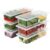 VOLTURI Fridge Storage Containers (Pack of 4), Fridge Organiser Storage Boxes with Removable Drain Plate, Lids, Stackable Organizer, Fridge Storage Box Keep Fruits, Vegetables Fresher, 1500 ML
