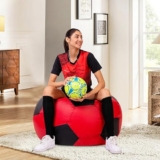 Amazon Brand – Solimo Premium Faux Leather Football Bean Bag Upto 6 Ft 3 In Height, 120 Kg | 3Xl | Red And Black
