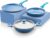 Amazon Solimo Blue Ceramic Non Stick 4 Pcs Induction Base Cookware Set (24cm Fry Pan, 24 cm Kadai, 28cm Tawa, with 1 Common Lid)