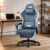 DROGO Throne Ergonomic Gaming Chair with Linkage Armrest, Footrest, Adjustable Seat & Fabric | Computer Chair with Head & Massager Lumbar Support Pillow | Home & Office Chairs with Recline (Lite Blue)