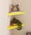 Home Sparkle Wooden Corner Wall Shelves (Set of 2, Yellow)