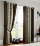 Home Sizzler Abstract 2 Piece Eyelet Polyester Long Door Curtain Set – 9ft, Brown