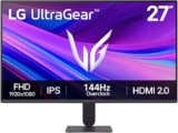 LG 27G411A-B 27-inch Ultragear Full HD (1920 x 1080) IPS Gaming Monitor, 144Hz (O/C), 1ms MBR, NVIDIA G-Sync Compatible, AMD FreeSync, HDR10, HDMI, DisplayPort, Slim Stand, Black