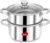 Pigeon By Stovekraft Steel X Steamer Stainless Steel Induction Base, Modak Maker/Momo Maker, Dual Compartment With Glass Lid, 4.6L Capacity, Silver