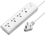 Portronics Power Plate 17 Extension Board with 4 Universal Sockets, 3840 Watts, 3m Cord, Resettable Fuse, Safety Shutter, 1-Socket 16A + 3-Socket 6A, Multi Plug for Home Appliances (White)