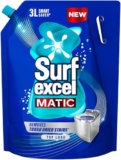 Surf Excel Matic Top Load Liquid Detergent 3 L Refill Pouch, Specially designed to remove Tough Dried Stains, 1st time in Washing Machine